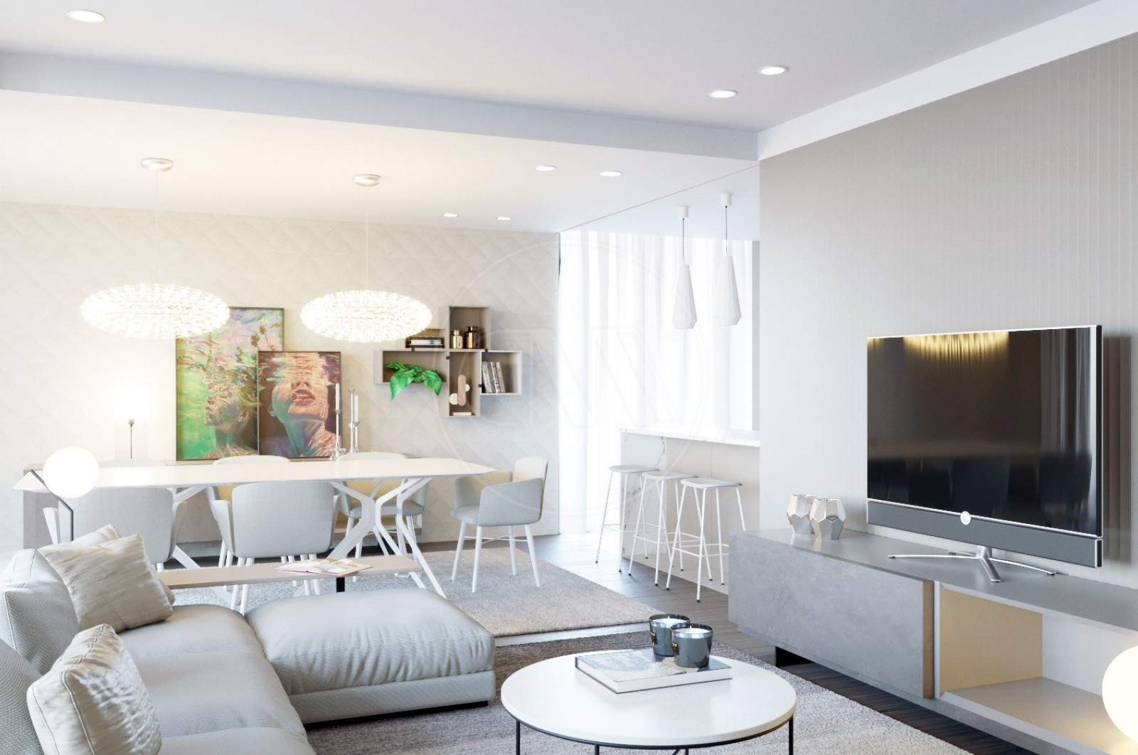 Apartamento T3 para Venda em Vila Nova de Famalicão e Calendário, Vila Nova de Famalicão, Braga - Sala (Imagem 1)