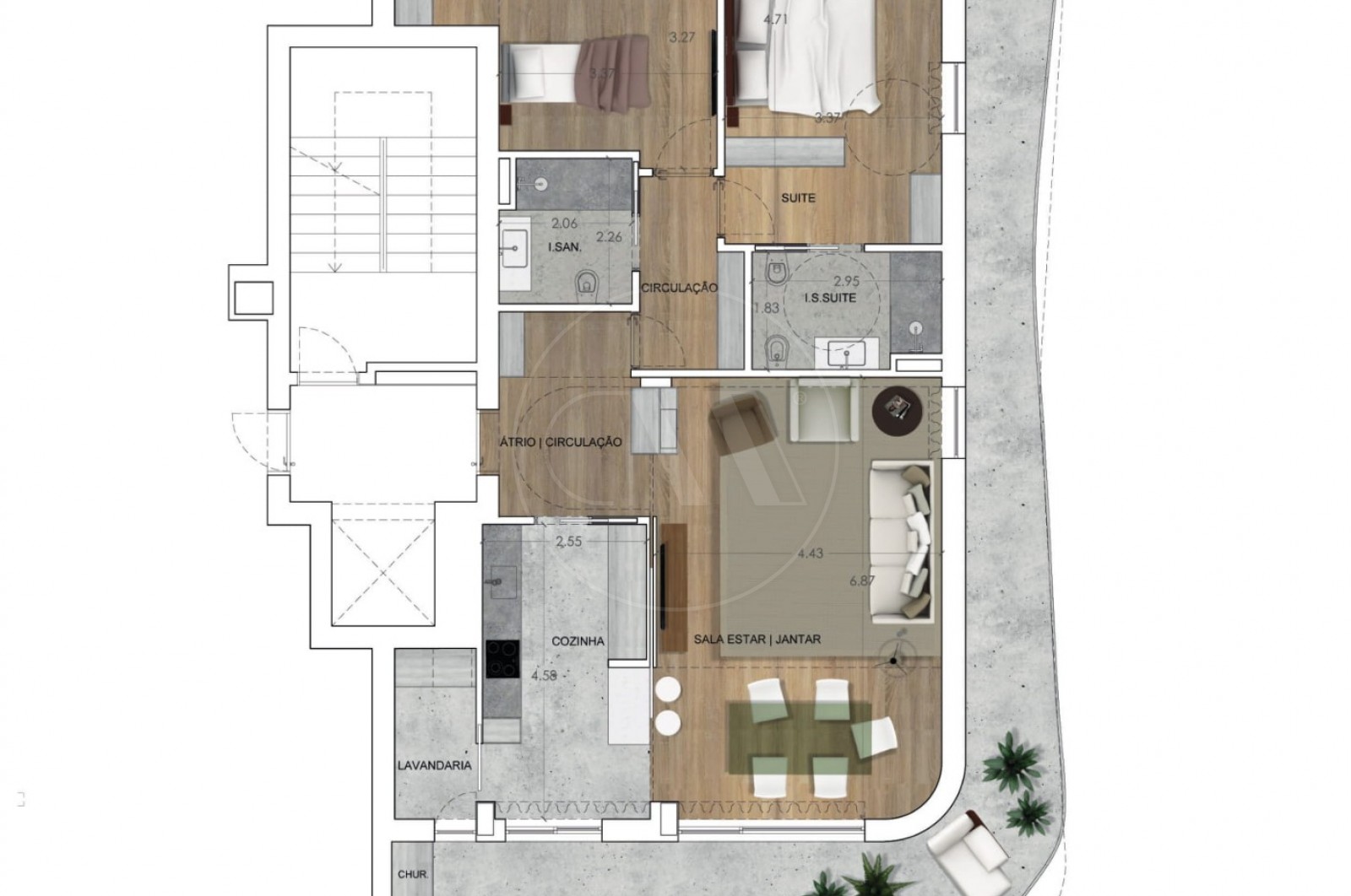 Apartamento T2 para Venda em Vila Nova de Famalicão e Calendário, Vila Nova de Famalicão, Braga - Planta (Imagem 2)