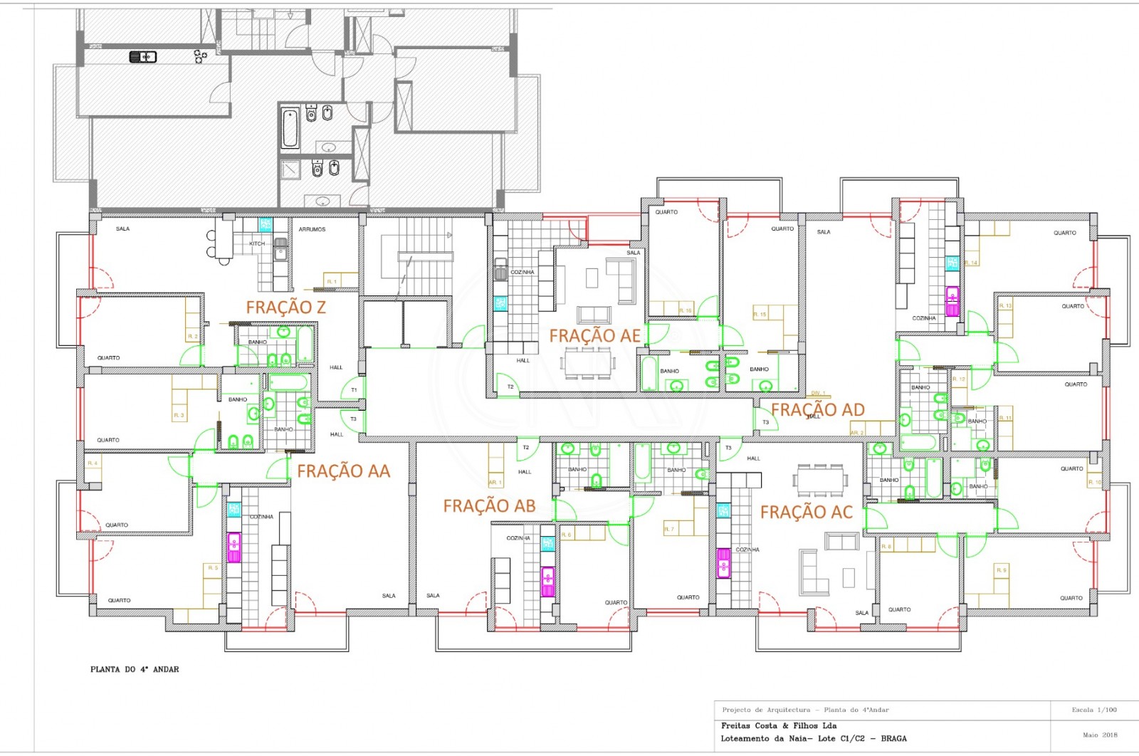 Apartamento T1+1 para Venda em Ferreiros e Gondizalves, Braga, Braga - Planta (Imagem 1)