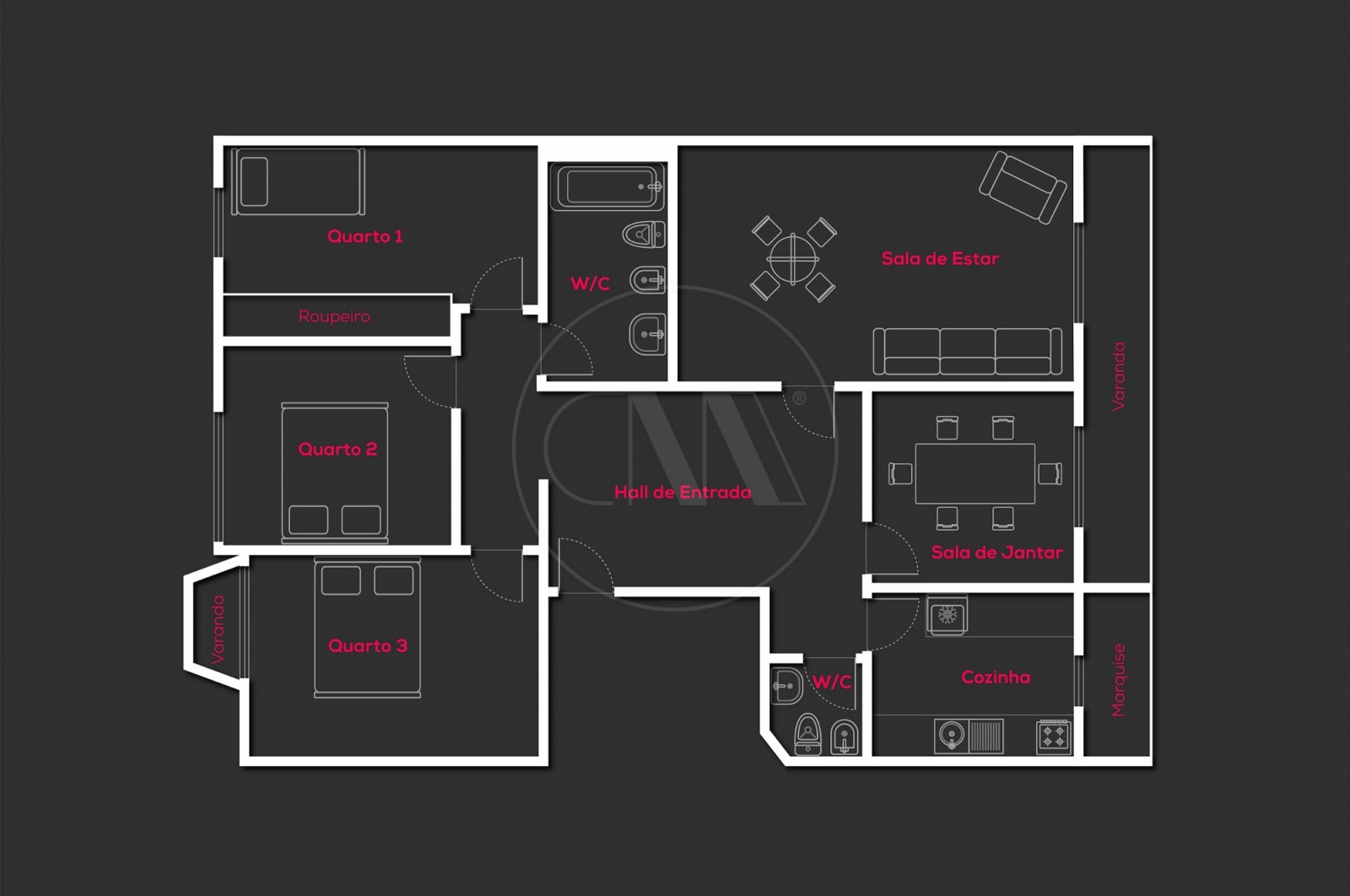 Apartamento T3+1 para Venda em Braga (São José de São Lázaro e São João do Souto), Braga, Braga - Planta (Imagem 2)