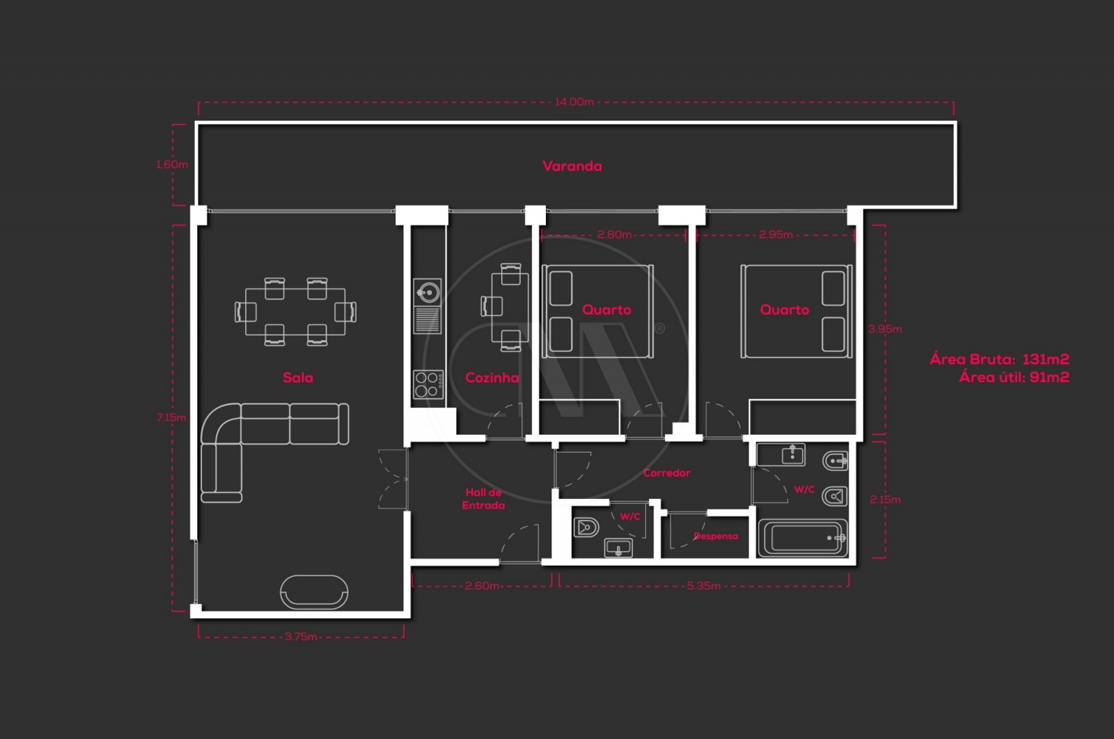 Apartamento T2 para Venda em Gualtar, Braga, Braga - Planta (Imagem 2)