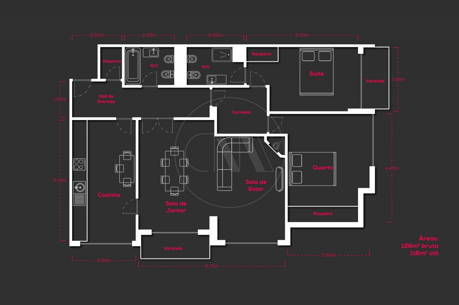 Apartamento T2 para Venda em Nogueira, Fraião e Lamaçães, Braga, Braga - Planta (Imagem 1)