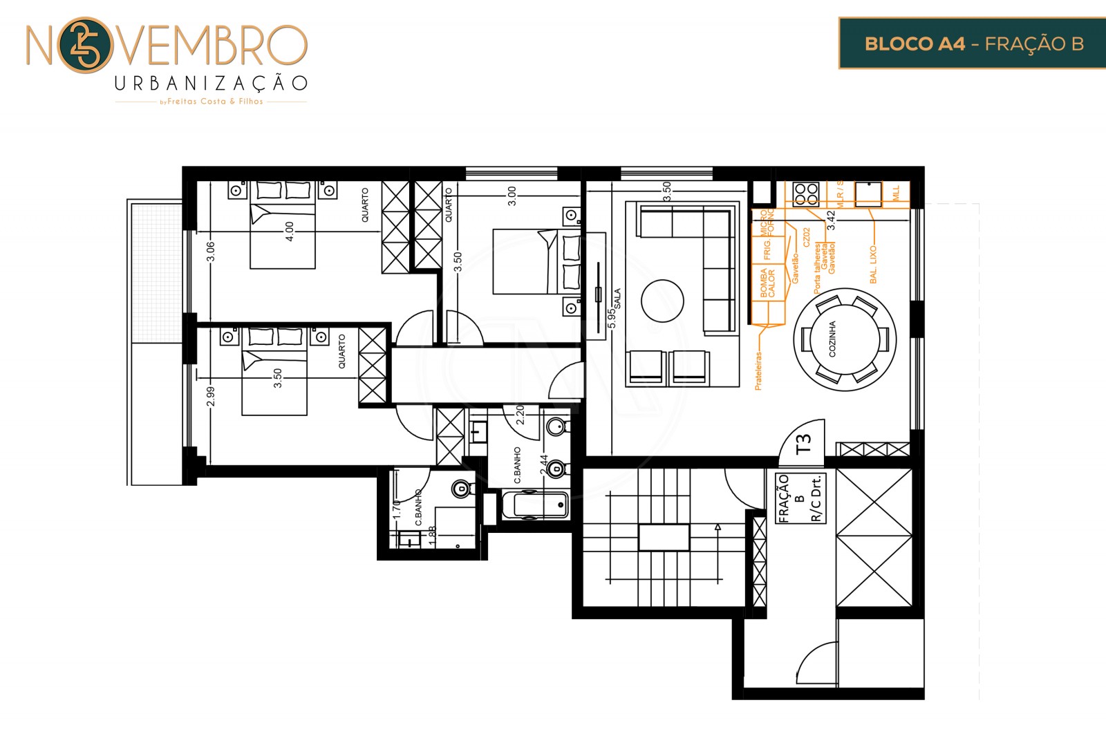 Apartamento T3 para Venda em Póvoa de Lanhoso (Nossa Senhora do Amparo), Póvoa de Lanhoso, Braga - Planta (Imagem 1)