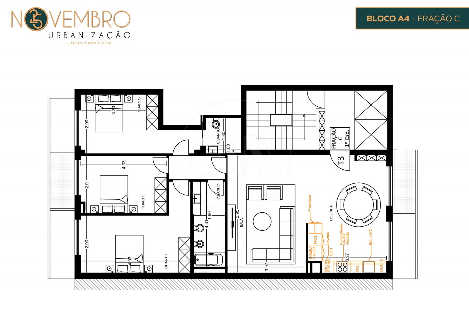 Apartamento T3 para Venda em Póvoa de Lanhoso (Nossa Senhora do Amparo), Póvoa de Lanhoso, Braga - Planta (Imagem 1)