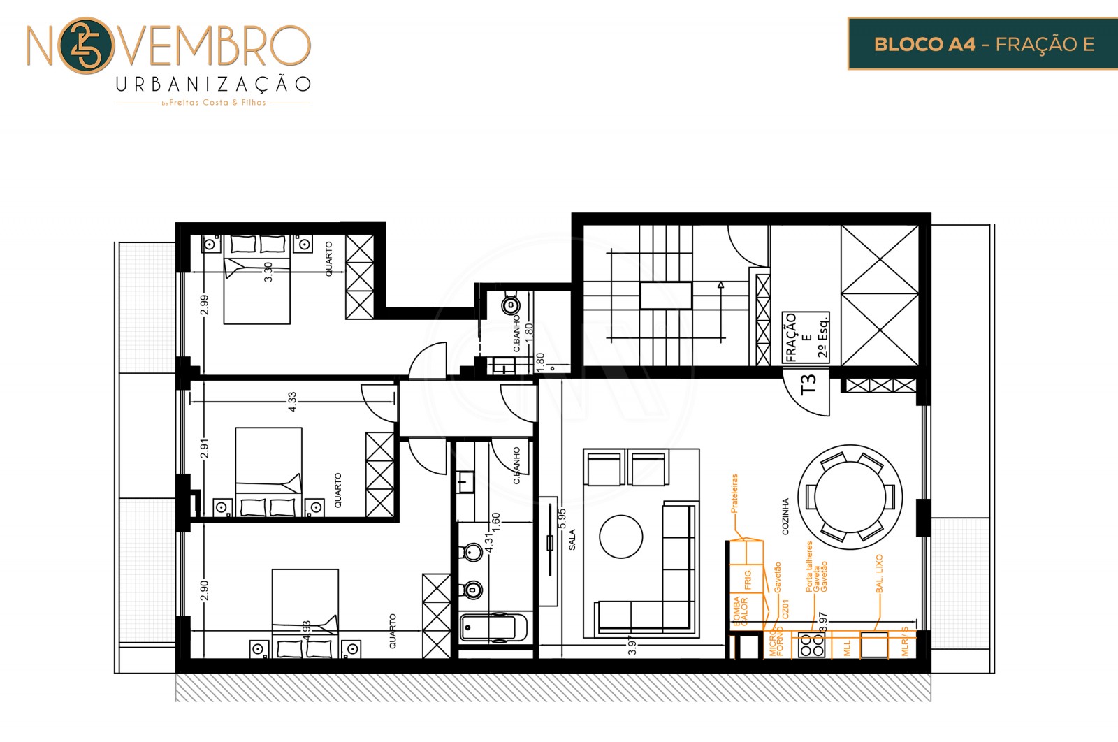 Apartamento T3 para Venda em Póvoa de Lanhoso (Nossa Senhora do Amparo), Póvoa de Lanhoso, Braga - Planta (Imagem 1)