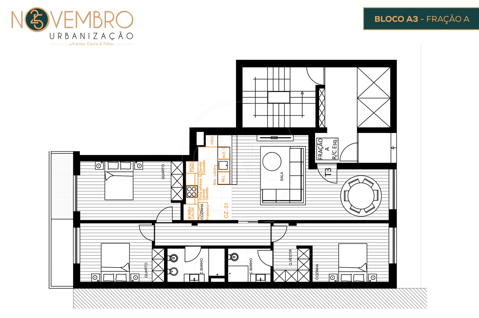 Apartamento T3 para Venda em Póvoa de Lanhoso (Nossa Senhora do Amparo), Póvoa de Lanhoso, Braga - Planta (Imagem 1)