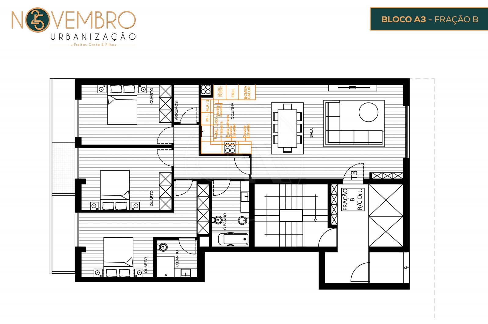 Apartamento T3 para Venda em Póvoa de Lanhoso (Nossa Senhora do Amparo), Póvoa de Lanhoso, Braga - Planta (Imagem 1)