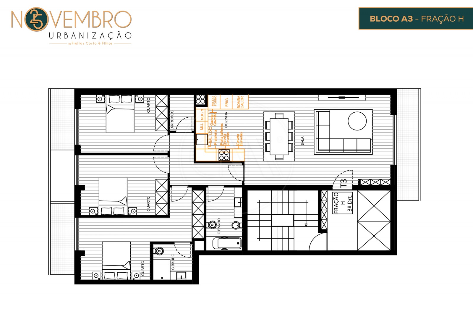 Apartamento T3 para Venda em Póvoa de Lanhoso (Nossa Senhora do Amparo), Póvoa de Lanhoso, Braga - Planta (Imagem 1)
