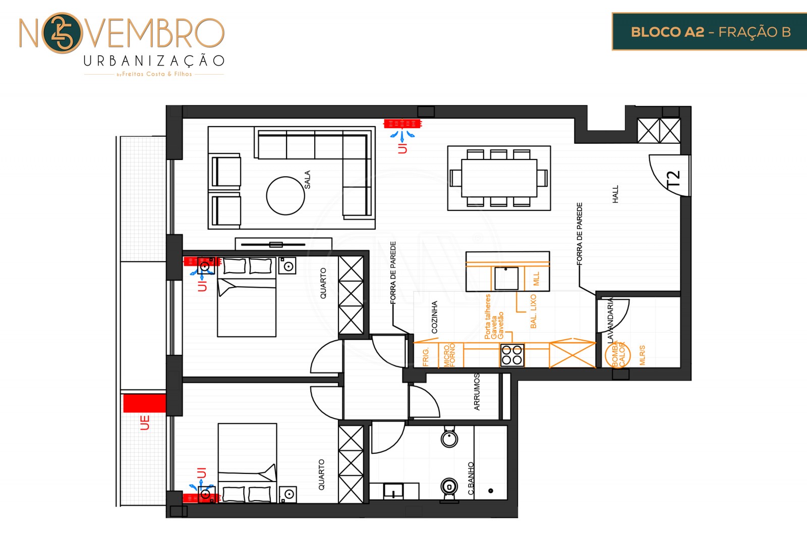 Apartamento T2 para Venda em Póvoa de Lanhoso (Nossa Senhora do Amparo), Póvoa de Lanhoso, Braga - Planta (Imagem 1)