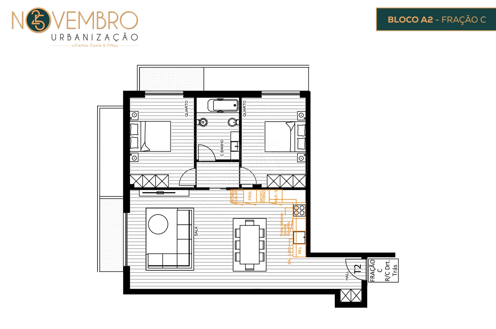 Apartamento T2 para Venda em Póvoa de Lanhoso (Nossa Senhora do Amparo), Póvoa de Lanhoso, Braga - Planta (Imagem 1)