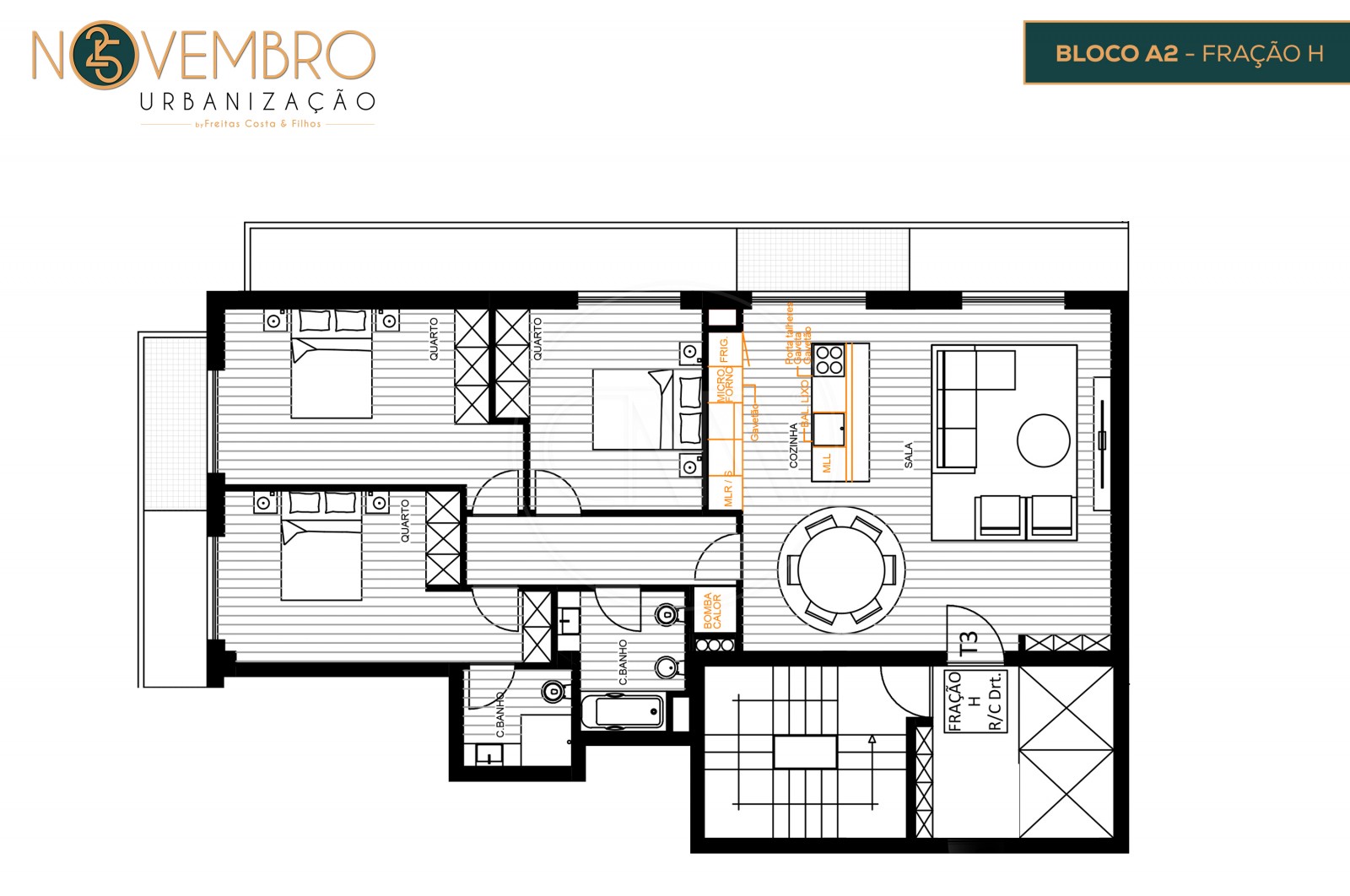 Apartamento T3 para Venda em Póvoa de Lanhoso (Nossa Senhora do Amparo), Póvoa de Lanhoso, Braga - Planta (Imagem 1)