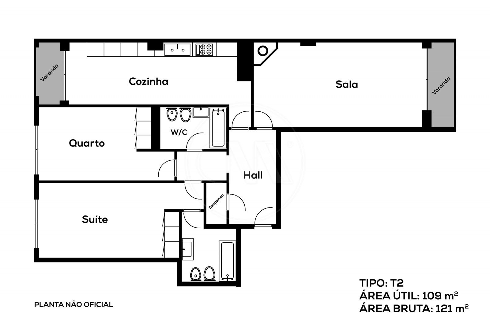 Apartamento T2 para Venda em Nogueira, Fraião e Lamaçães, Braga, Braga - Planta (Imagem 1)