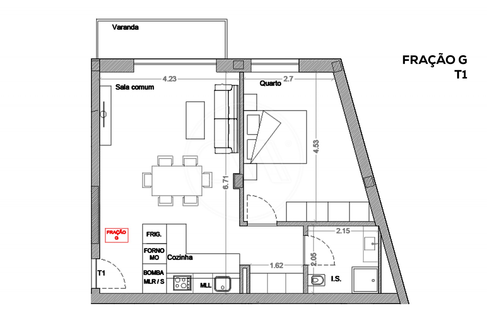 Apartamento T1 para Venda em Esposende, Marinhas e Gandra, Esposende, Braga - Planta (Imagem 7)