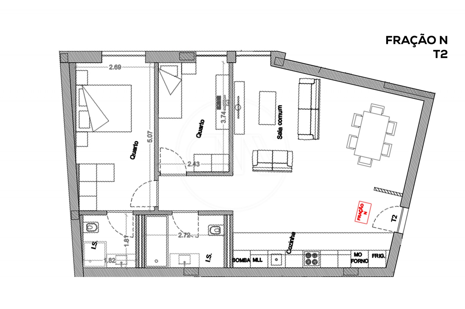 Apartamento T2 para Venda em Esposende, Marinhas e Gandra, Esposende, Braga - Planta (Imagem 7)
