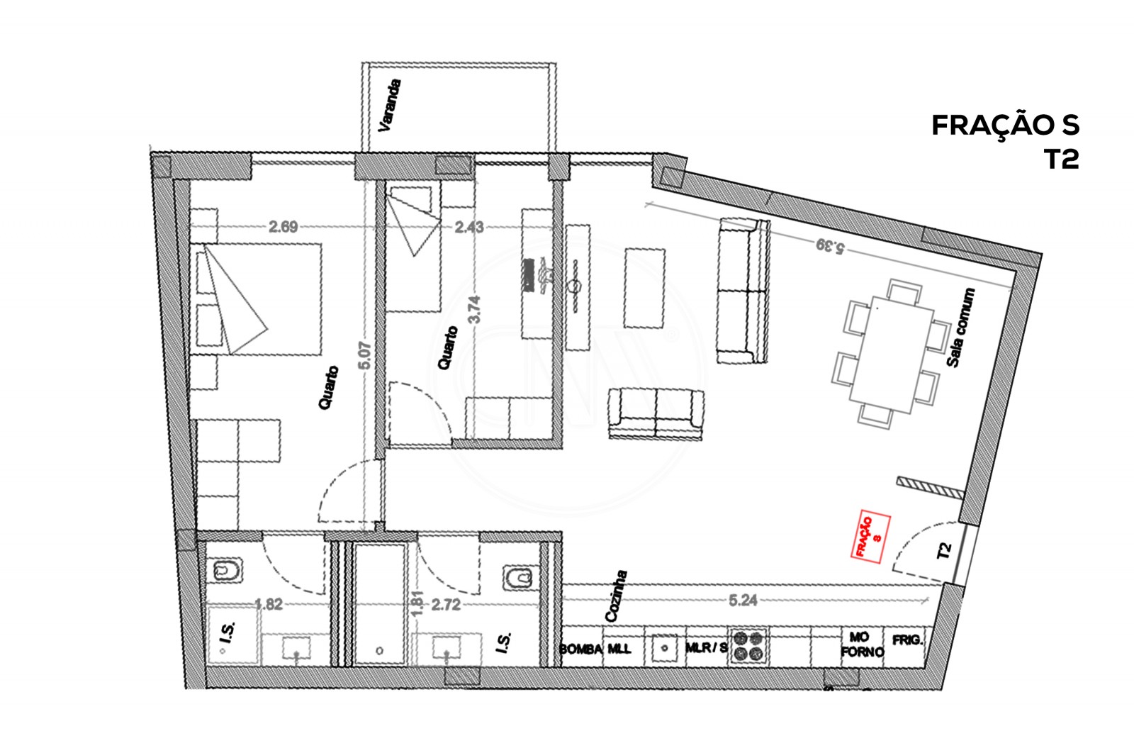 Apartamento T2 para Venda em Esposende, Marinhas e Gandra, Esposende, Braga - Planta (Imagem 7)