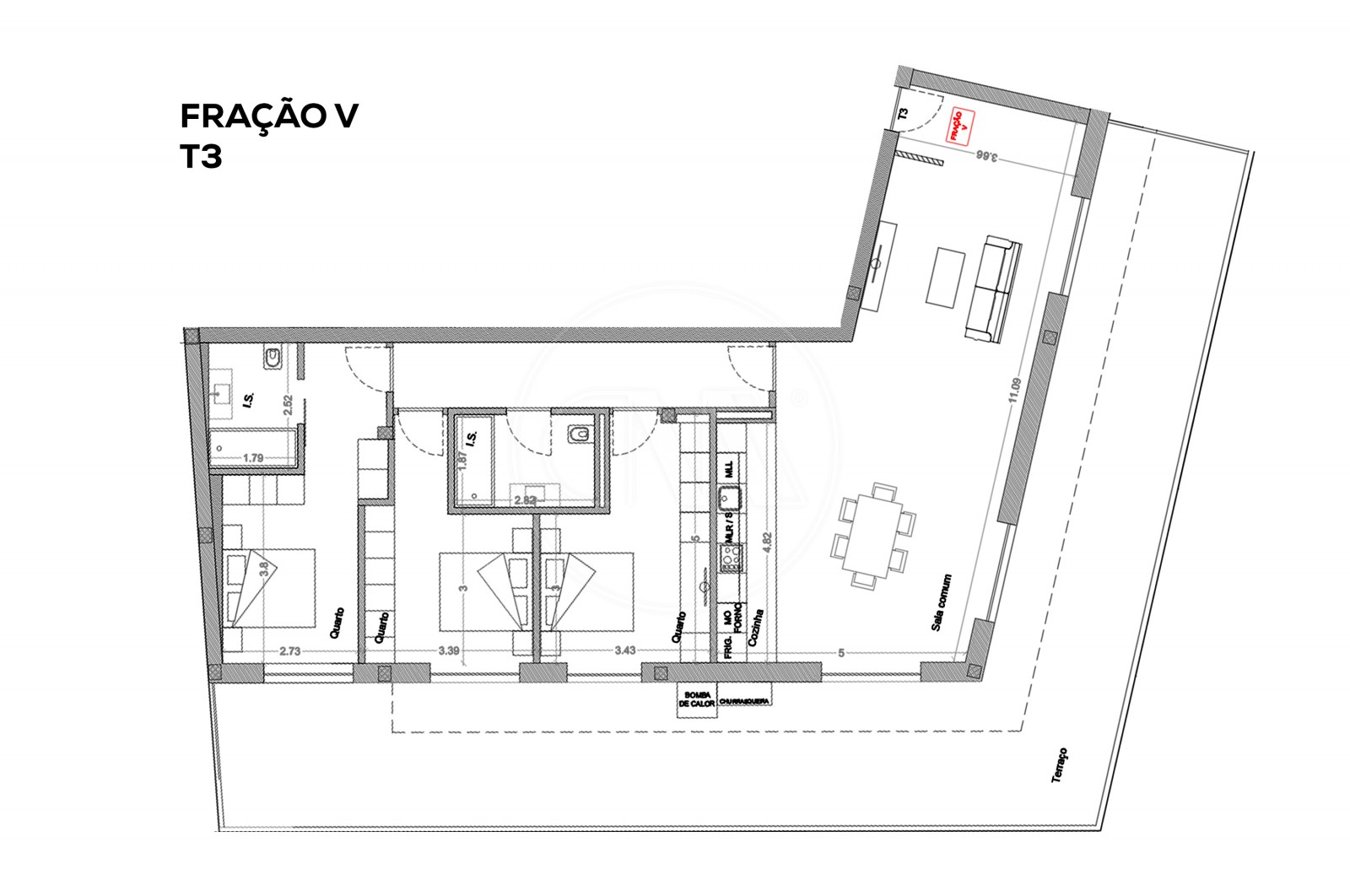 Apartamento T3 para Venda em Esposende, Marinhas e Gandra, Esposende, Braga - Planta (Imagem 7)