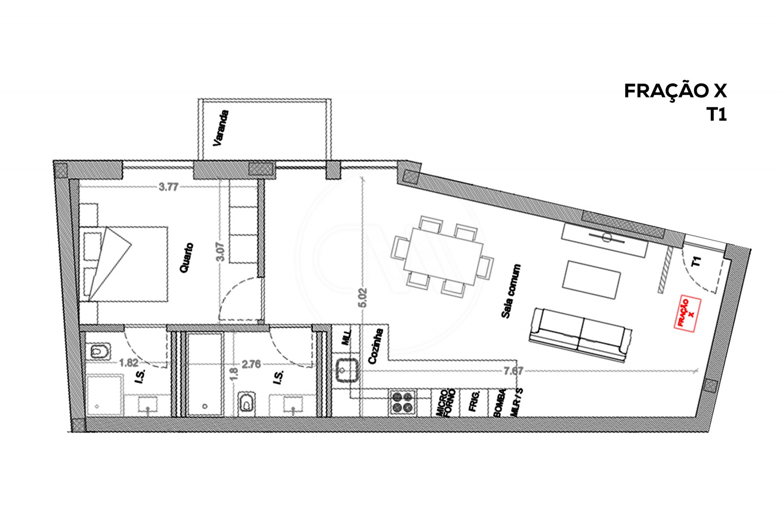 Apartamento T1 para Venda em Esposende, Marinhas e Gandra, Esposende, Braga - Planta (Imagem 7)