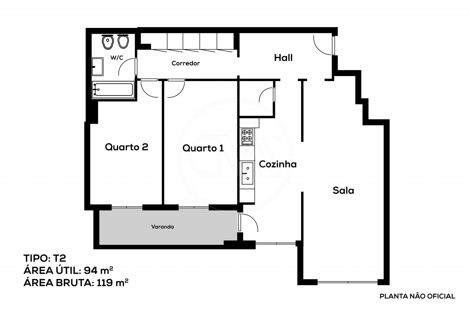 Apartamento T2 para Venda em Braga (Maximinos, Sé e Cividade), Braga, Braga - Planta (Imagem 1)