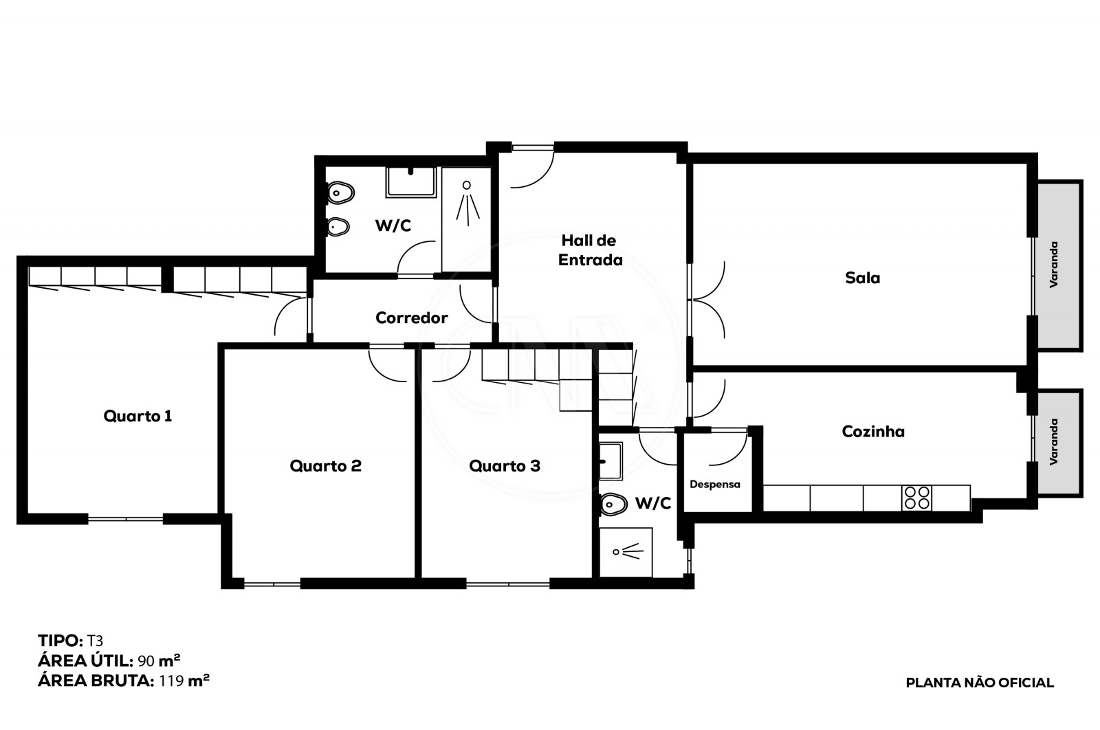 Apartamento T3 para Venda em Braga (São Vicente), Braga, Braga - Planta (Imagem 2)