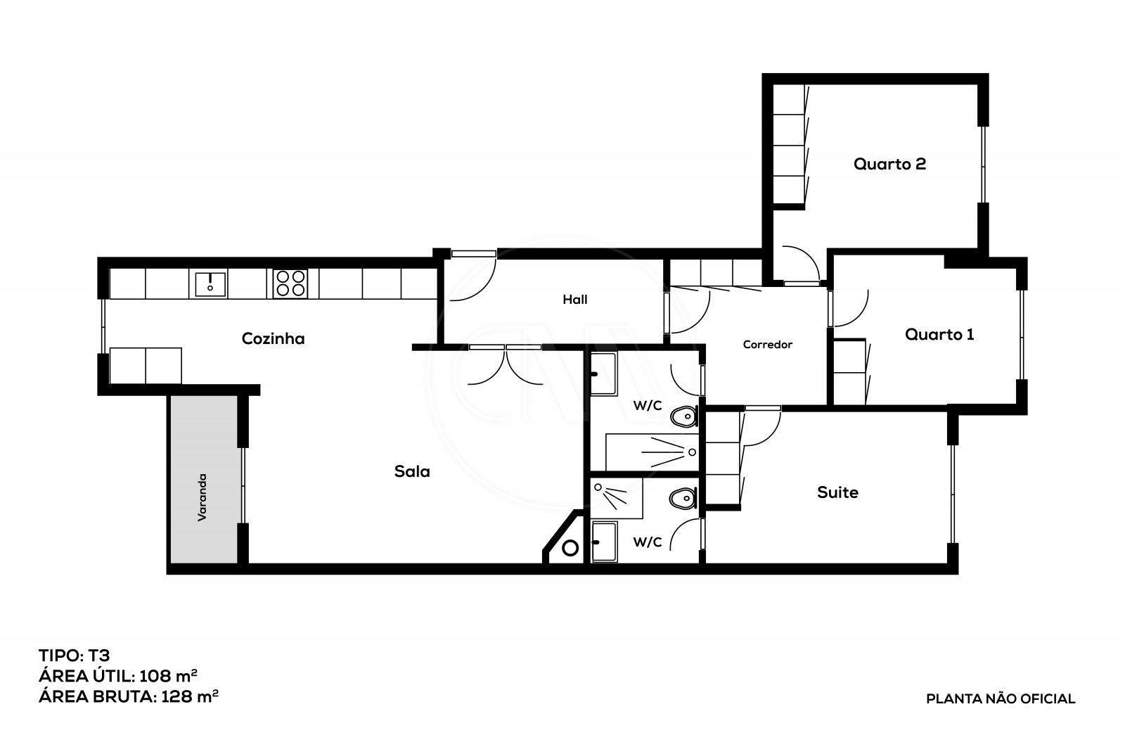 Apartamento T3 para Venda em Braga (São Vítor), Braga, Braga - Planta (Imagem 1)