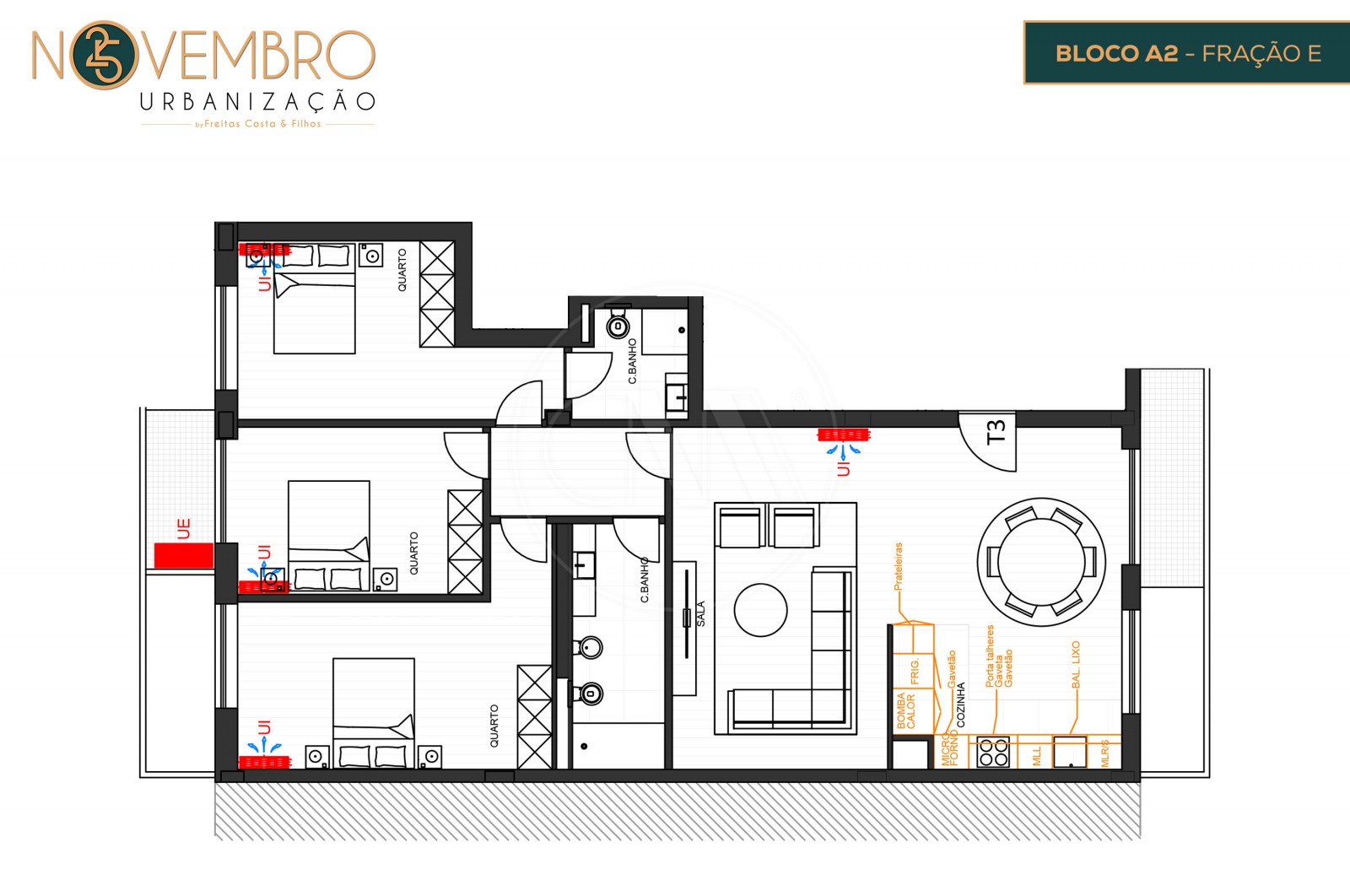 Apartamento T3 para Venda em Póvoa de Lanhoso (Nossa Senhora do Amparo), Póvoa de Lanhoso, Braga - Planta (Imagem 3)